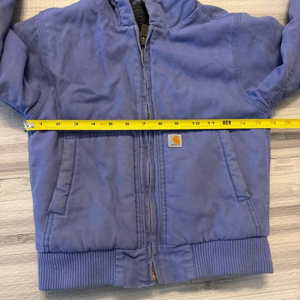 Carhartt Active Jacket Kids XXS 4-5 Blue Sherpa Lined Duck Canvas Hooded Coat